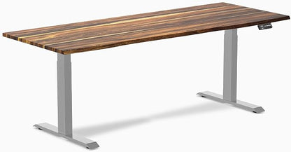 Desky Dual Hardwood Sit Stand Desk - 80x30 Electric Standing Desk - Dual Motor, 3 Stage Adjustable Height Desk - Solid Wood Standing Desk - Whole-Piece Top in Pheasantwood Wood