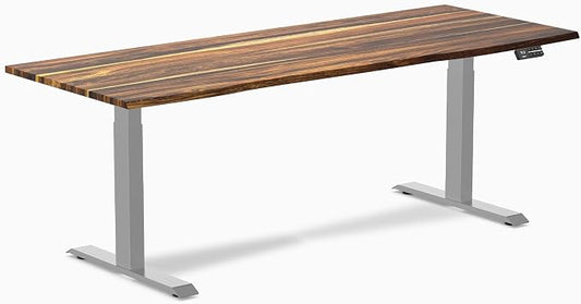 Desky Dual Hardwood Sit Stand Desk - 80x30 Electric Standing Desk - Dual Motor, 3 Stage Adjustable Height Desk - Solid Wood Standing Desk - Whole-Piece Top in Pheasantwood Wood