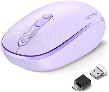 TECKNET Wireless Mouse,Bluetooth Mouse (BT5.3/5.0 & 2.4G) with USB Receiver Silent Optical Computer Mice，Wide Compatibility