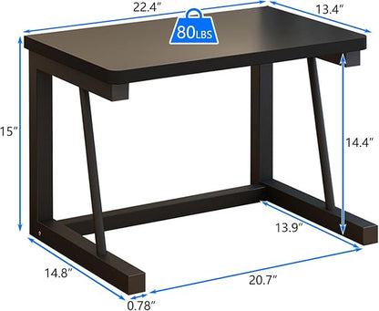 Printer Stand, 2-Tier Desktop Printer Shelf for 3D Laser Printer, Copier, Durable Wood Storage Organizer for Home Office Kitchen, 22.5" W*14.8" D*15" H (2-Tier, Black)