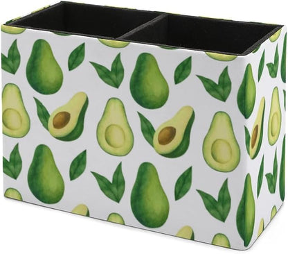 Niapessel Pencil Holder for Desk, Avocado Pen Holder Storage Desktop Pen Organizer Desk Pencil Organizer Makeup Brush Holder for Office School College Leather