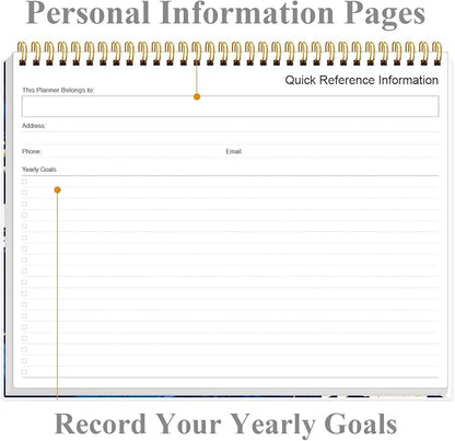 Weekly Productivity Planner - 8.5" x 11" Dashboard Desk Notepad Has 6 Focus Areas to List Tasks for Goals, Projects, Clients, Academic or Meal-Organize Your Daily Work Efficiently, 54 Weeks, Blue Leaf