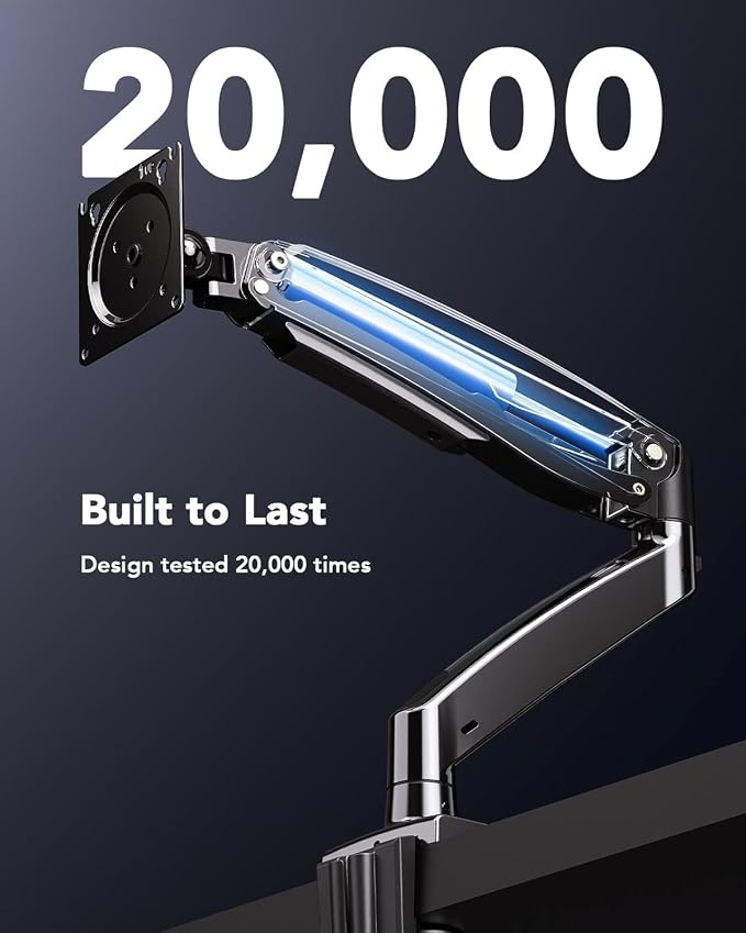 HUANUO Single Monitor Arm for 13-35 inch Screens,Ultrawide Computer Monitor Mount Holds 26.4lbs,Upgraded Adjustable Monitor Stand with USB,C-Clamp&Grommet Base,VESA 75x75/100x100mm(Black)