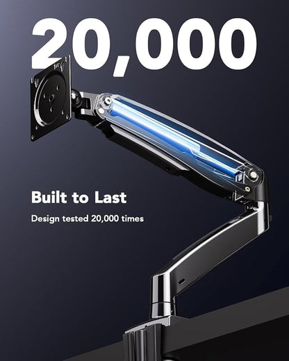 HUANUO Single Monitor Arm for 13-35 inch Screens,Ultrawide Computer Monitor Mount Holds 26.4lbs,Upgraded Adjustable Monitor Stand with USB,C-Clamp&Grommet Base,VESA 75x75/100x100mm(Black)