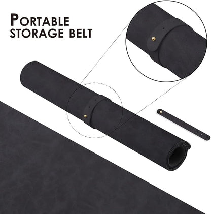 Distressed Leather Desk Mat - Non-Slip PU Desk Pad for Office and Home - Desk Organization and Accessories - Ideal for Large Mouse Pad and Desk Mats on Top of Desks(Charcoal Black,47.2"x 17")
