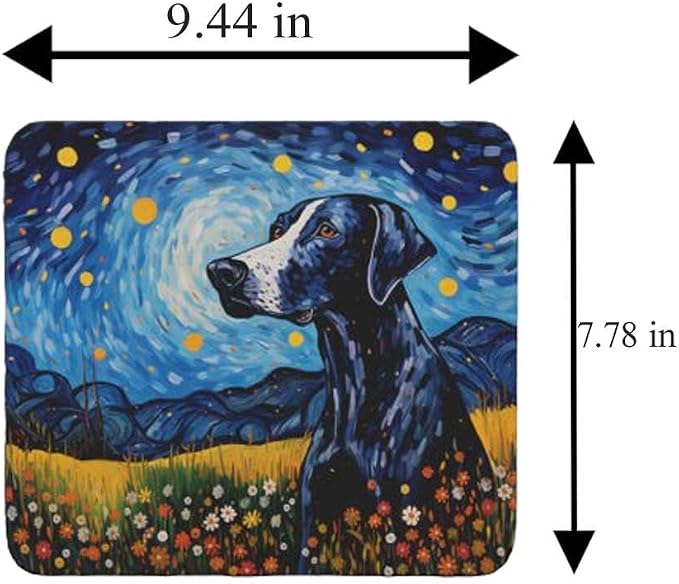 Starry Night Dog Mouse Pad for Home Office Gaming Working Desk Computer Desktop Accessories Non-Slip Rubber Mouse Pad for Dog Lovers (Great Dane)