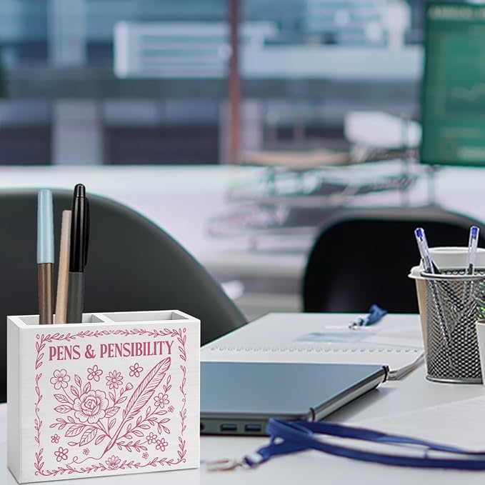 Pink Book Themed Decor Floral Writer Gifts Book Wooden Pencil Holder Desk Decor desk decor for book Lover Reader Writer Librarian Holder2828