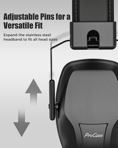 ProCase Noise Reduction Ear Muffs SNR 29dB, Hearing Protection Headphones for Adults, Adjustable Soundproof Ear Defenders