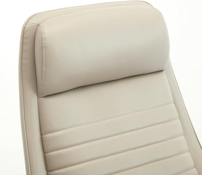 COLAMY Ellis High-Back Home Office Desk Chair, Leather Executive Chair with Integrated Armrests, Khaki