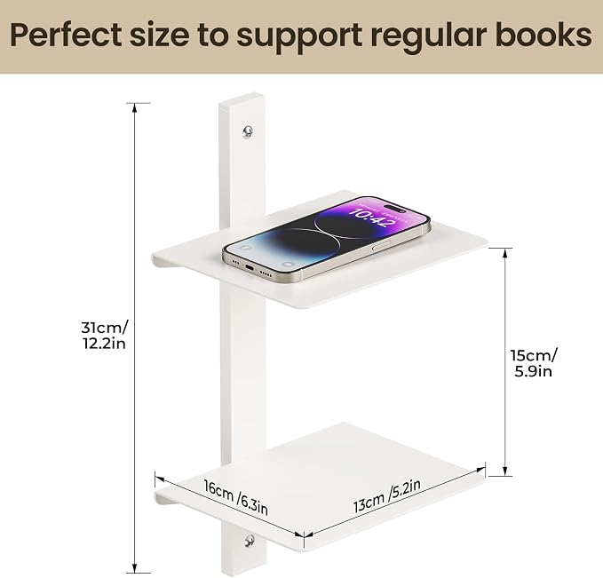 Floating Book Shelves for Wall, 6 Tier Invisible Floating Bookshelf, Vertical Spine Book Tower, Wall Mounted & Space Saving, Heavy Duty Metal Book Organizer for Home Office, 3 Pack White