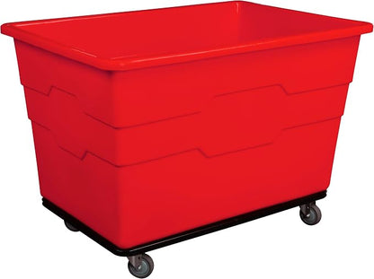 ReadySpace Commercial 20 Bushel Utility Cart with Steel Base, Poly Box Basket Truck, Laundry Cart, and Rolling Trash Bin, 51.5-Inch x 35.5-Inch x 36-Inch, 1000 Pound Weight Capacity, Red