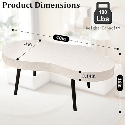 Cloud Coffee Tables Modern Small Coffee Table Wood Frame Low Floor Table for Sitting on the Floor White Funky Center Tea Tables for Living Room Reception Room