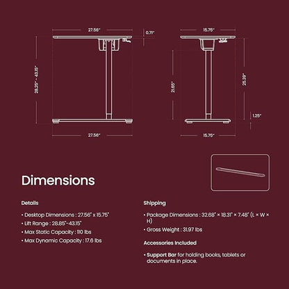 TopJob AnyDesk Nest Pro Sit Standing Desk, Portable Folding Stand Desk with Hidden Wheels, Computer Workstations, Home Use, Couch Side Table, Bedside Table, Kitchen Prep Table, Cordless (Sand)