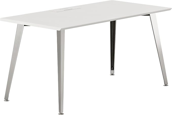 Branch Office Desk - Modern Home Office Desk - Efficient Cable Management and Fast Assembly - Compact Workstation for Home or Apartment - 48” White Top - Mirror Base