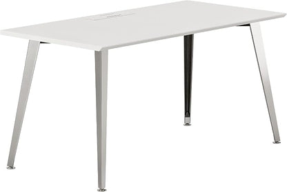 Branch Office Desk - Modern Home Office Desk - Efficient Cable Management and Fast Assembly - Compact Workstation for Home or Apartment - 48” White Top - Mirror Base