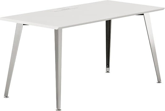 Branch Office Desk - Modern Home Office Desk - Efficient Cable Management and Fast Assembly - Compact Workstation for Home or Apartment - 48” White Top - Mirror Base