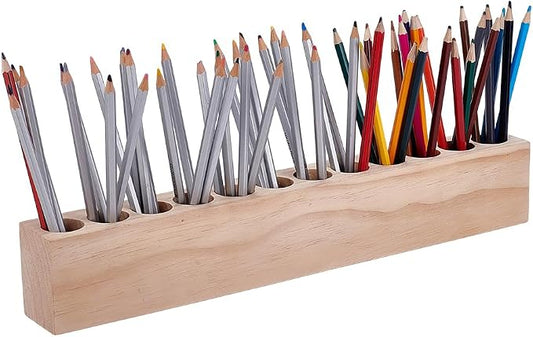 UNICRAFTALE Wooden Colored Pencil Holder Crayon Holder with 12 Holes Pencils Organizer Storage for Kids Storage Caddy Case Pen Holder for Colored Pencils Markers Crayons Desk Accessories