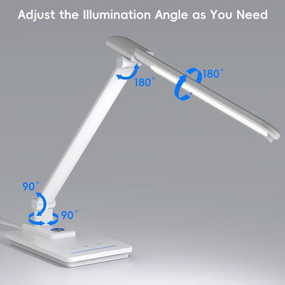 ELECTRI Desk Lamp for Home Office, Eye-Care Desk Light with Touch Control, 5 Color & Stepless Dimming, 360° Rotatable, Reading Lamp for Table Study Work Office Nail Craft Puzzle(with Adapter)