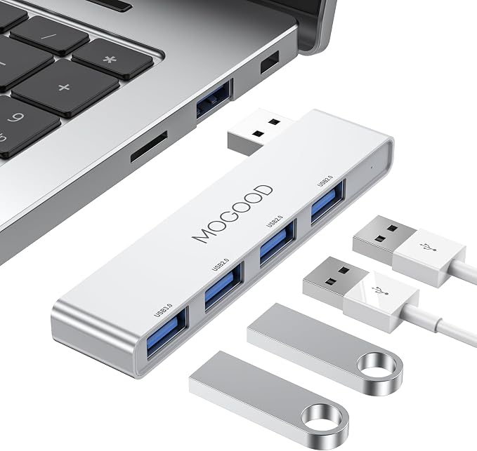 MOGOOD USB 3.0 Splitter Ultra-Slim Data Hub - Multi Port Expander for Laptop, PC, Mac, Printer, Flash Drive, Mobile HDD