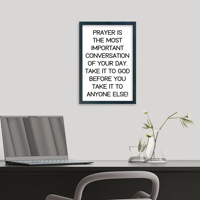 YWJKWLGS Christian Prayer Wall Art, 11x16 Framed, Inspirational Quote for Bedroom