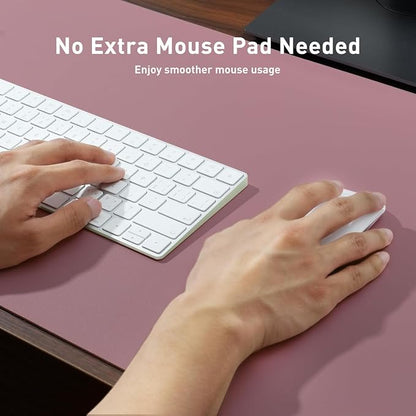 Bloss Leather Desk Pad Protector, Mouse Pad, Office Desk Mat, 31.5" x 15.7" Non-Slip PU Leather Desk Blotter, Laptop Desk Pad, Waterproof DeskWriting Pad for Office and Home (Dark Red)