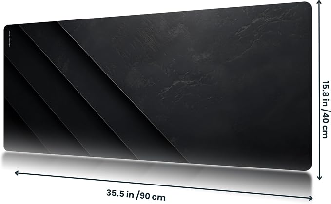 Black Stone Mouse Pad – Extra Large Desk Mat for Keyboard and Mouse | Minimalist Gaming Mouse Pad, Laptop Desk Mat, Non-Slip Rubber Base, Modern Workspace Accessory