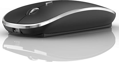 Rechargeable Bluetooth Mouse, Black, 450mAh Battery, 3 DPI Levels, Skin-Friendly, 10-Minute Power Saving