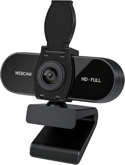 1080P HD Webcam with Microphone, Noise Cancellation, Privacy Cover, Wide-Angle Lens, Auto Light Correction, Plug & Play USB Webcam for Laptop, Desktop, PC, Mac, Zoom, Skype, Streaming (1080p)