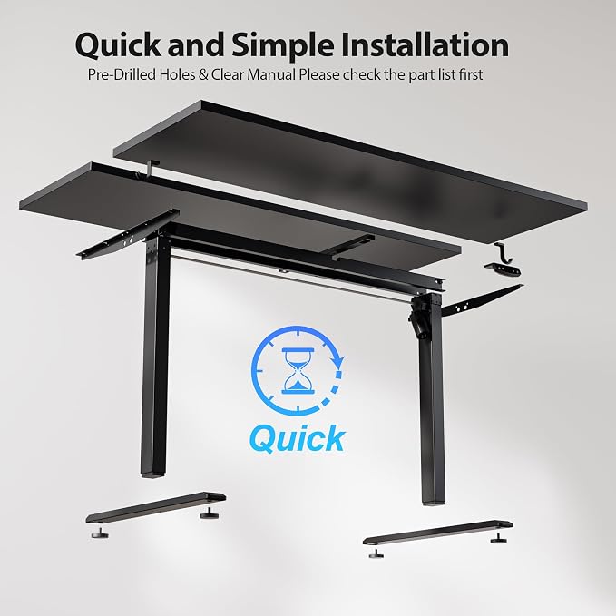 Agilestic Electric Standing Desk, 48 x 28 Inches Height Adjustable Desk, Sit Stand up for Work Office Home, Ergonomic Rising Computer Table with Memory Preset, Black