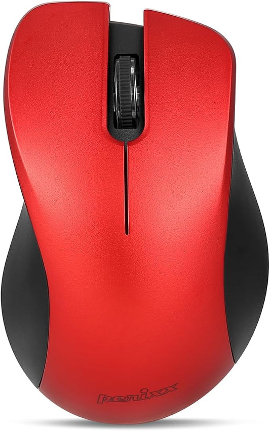 Perixx PERIMICE-621R Wireless Mouse - Silent Click with Ergo Design - Compatible for Desktop and Laptop PC - Wireless 2.4 GHz - Red