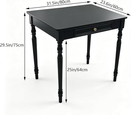 Solid Wooden Desk with Drawers, Small Writing Desk with Drawers for Computer, PC Desk for Work, Study or Gaming, Easy to Assemble (Walnut-B, 31.5IN)