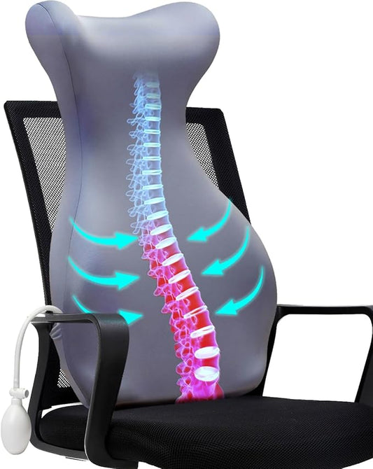 27.7'' Adjustable Airbag Full Back Lumbar Support Pillow, Back Pain Relief | High Memory Foam Lumbar Cushion for Office Chair Upper Lower Back Pain Relief, Improves Posture for Desk, Gaming Chair, Couch