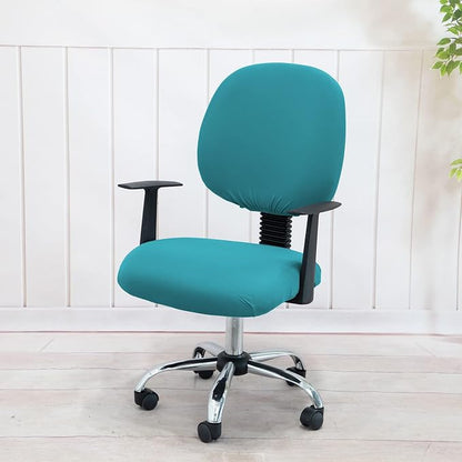 MIFXIN Stretch Computer Office Chair Cover 2 Piece Elastic Slipcovers Stretchy Washable Chair Furniture Protector for Rotating Computer Chairs, Only Covers, NO Chair (Bright Blue)