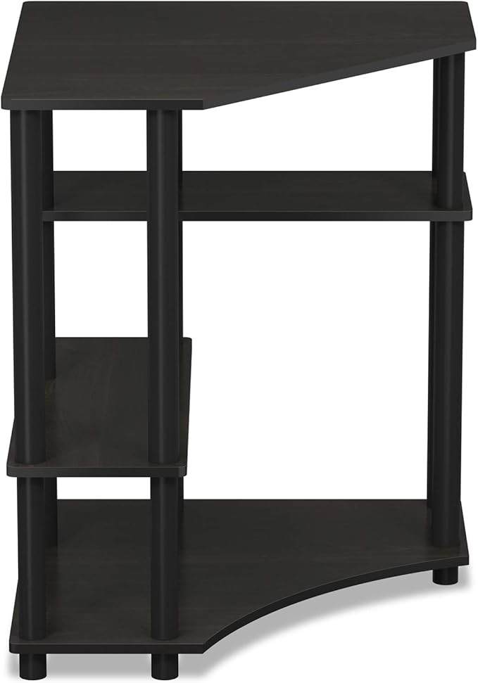 Furinno TURN-N-TUBE Desk, Gaming Desk with Shelves, Corner Computer Desk with Shelves, Office Desk, Space Saving, For Home Office, Bedroom, Espresso