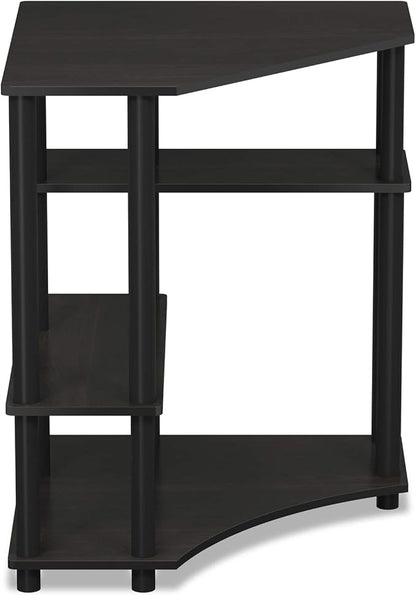 Furinno TURN-N-TUBE Desk, Gaming Desk with Shelves, Corner Computer Desk with Shelves, Office Desk, Space Saving, For Home Office, Bedroom, Espresso