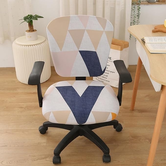 Jinzio Computer Office Chair Cover - Split Protective & Stretchable Cloth Polyester Universal Desk Task Chair Chair Covers Stretch Rotating Chair Slipcover (Geometry)