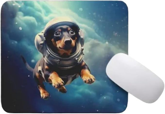 Mouse Pad Astronaut Dog in Space Mouse Pad Puppy floating in Space for Home Office Work Desk Computer Desktop Laptop for Dog Lovers (Dachshund)
