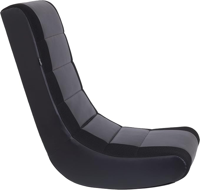 The Crew Furniture Classic Video Rocker Gaming Chair, for Kids and Teens, PU Faux Leather & Polyester Mesh, Black/Black