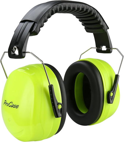 ProCase NRR 32dB Noise Reduction Ear Muffs for Adults & Kids, Hearing Protection for Shooting, Gun Range, Mowing, Construction & Autism Sensory Support, Foldable Safety Earmuffs –Neonyellow