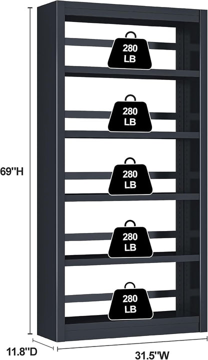Bookcase, 5-Shelf Industrial Bookshelf, Large Storage Space, Adjustable Bookshelves, Perfect for Living Room, Home Office, Garage, Ideal for Home Office Upgrade