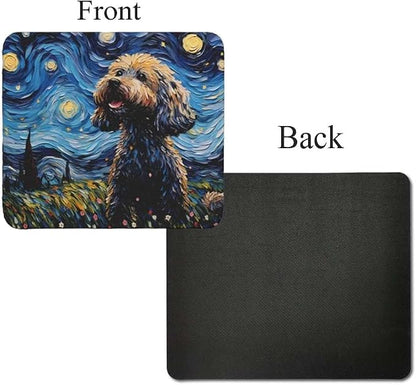 Starry Night Dog Mouse Pad for Home Office Gaming Working Desk Computer Desktop Accessories Non-Slip Rubber Mouse Pad for Dog Lovers (Poodle)