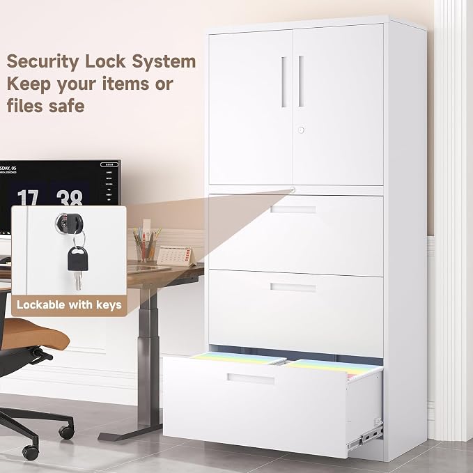Metal File Cabinets, Lateral Filing Cabinet with 3 Drawers, 65" H File Caninet for Home Office, Office Storage Caninets with Adjustable Shelves for Letter/Legal / A4 - Assembly Required