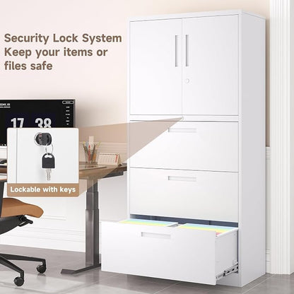 Metal File Cabinets, Lateral Filing Cabinet with 3 Drawers, 65" H File Caninet for Home Office, Office Storage Caninets with Adjustable Shelves for Letter/Legal / A4 - Assembly Required