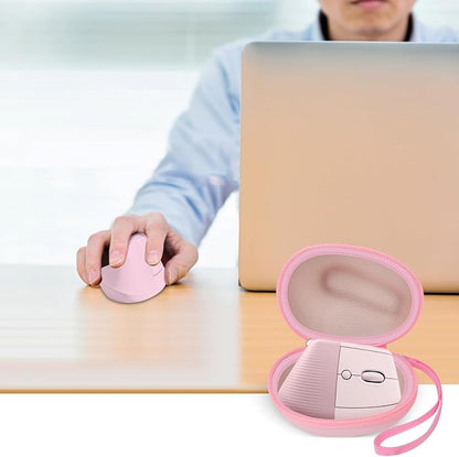 ANKHOH Case for Logitech Lift Vertical Ergonomic Mouse, Hard EVA Storage Box for Logi Wireless Bluetooth Upright Device, Travel Carrying Bag Accessories for Office (Bag Only, Pink)