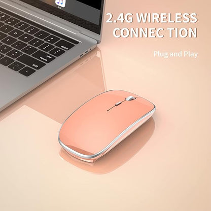 Halpilt Wireless Mouse Chargeable Portable Silent USB-A and USB-C Dual Mode Wireless Mouse 3 Adjustable DPI for Laptop, Mac, Android, PC (Q23S Orange)