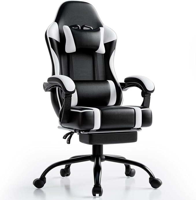 Gaming Chair, Computer Chair with Footrest and Lumbar Support, Ergonomic Video Game Chair with Headrest, Height Adjustable Gamer Chair Office Desk Chair