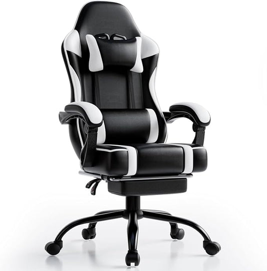 Gaming Chair, Computer Chair with Footrest and Lumbar Support, Ergonomic Video Game Chair with Headrest, Height Adjustable Gamer Chair Office Desk Chair