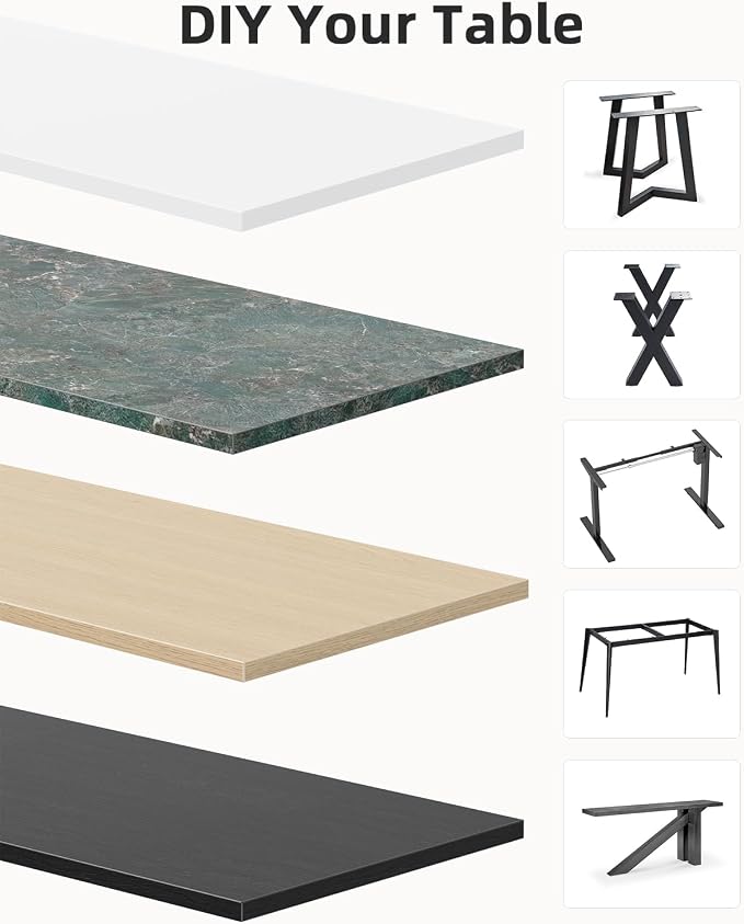 Universal 48 x 30 One-Piece Solid Wood Table Top, 1" Thick Desktop for Stand Up Height Adjustable Desk Frames, Home Office Tabletop, Countertop DIY, White