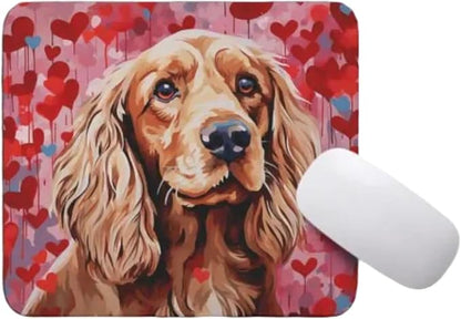 Cocker Spaniel Mouse Pad Dog with Red Hearts Pattern Non-Slip Rubber Mouse Pad Puppy in Love Mouse Pad for Home Office Work Desk Computer Desktop Laptop for Dog Lovers