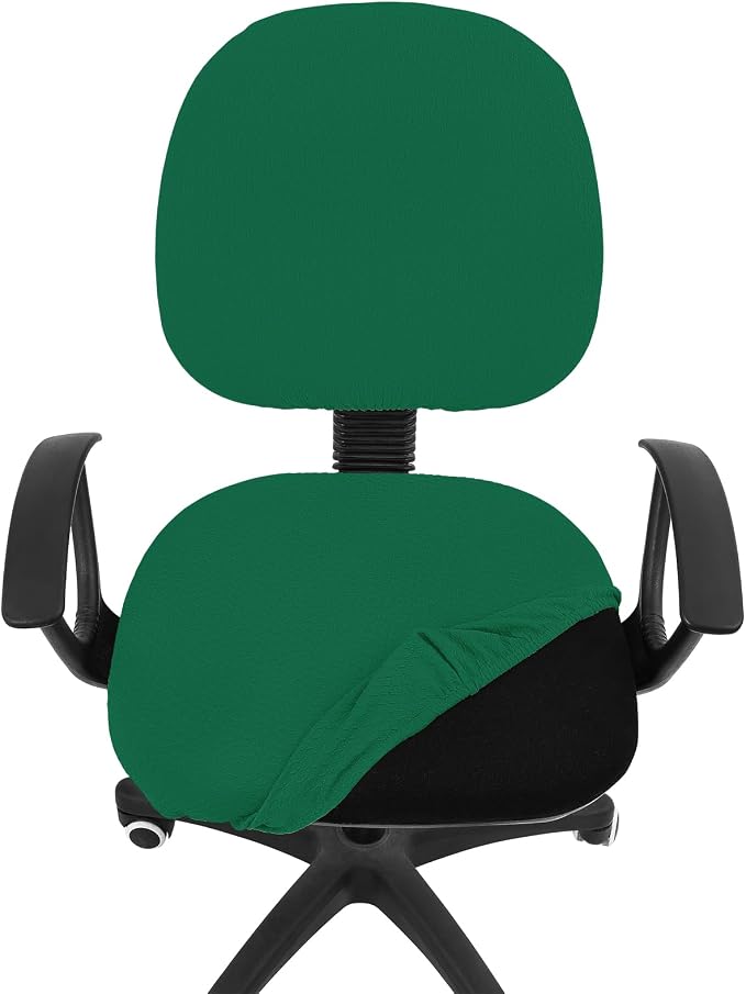 Smiry Stretch Jacquard Office Computer Chair Covers, Removable Washable Universal Desk Rotating Chair Slipcovers Protector, Seat + Backrest Cover, Chritsmas Green